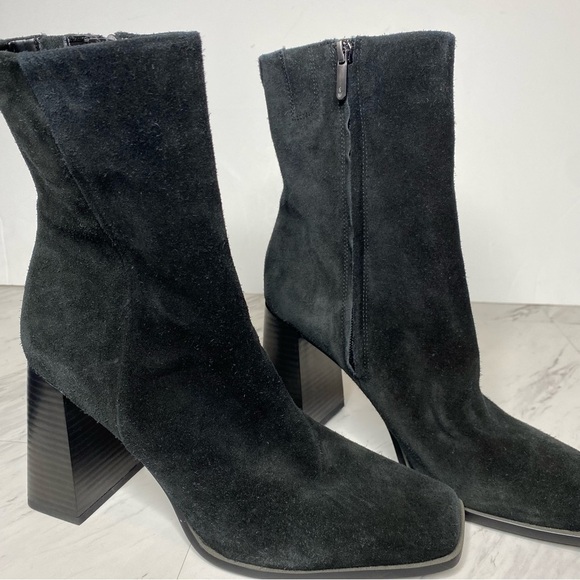 Sam Edelman Ivette Black Suede Square Toe Bootie 9M - Picture 9 of 14